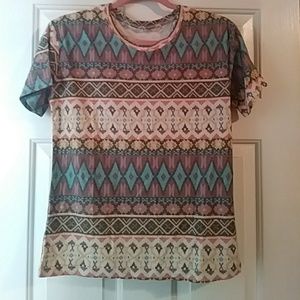 Boutique Aztec Tribal Print Tee